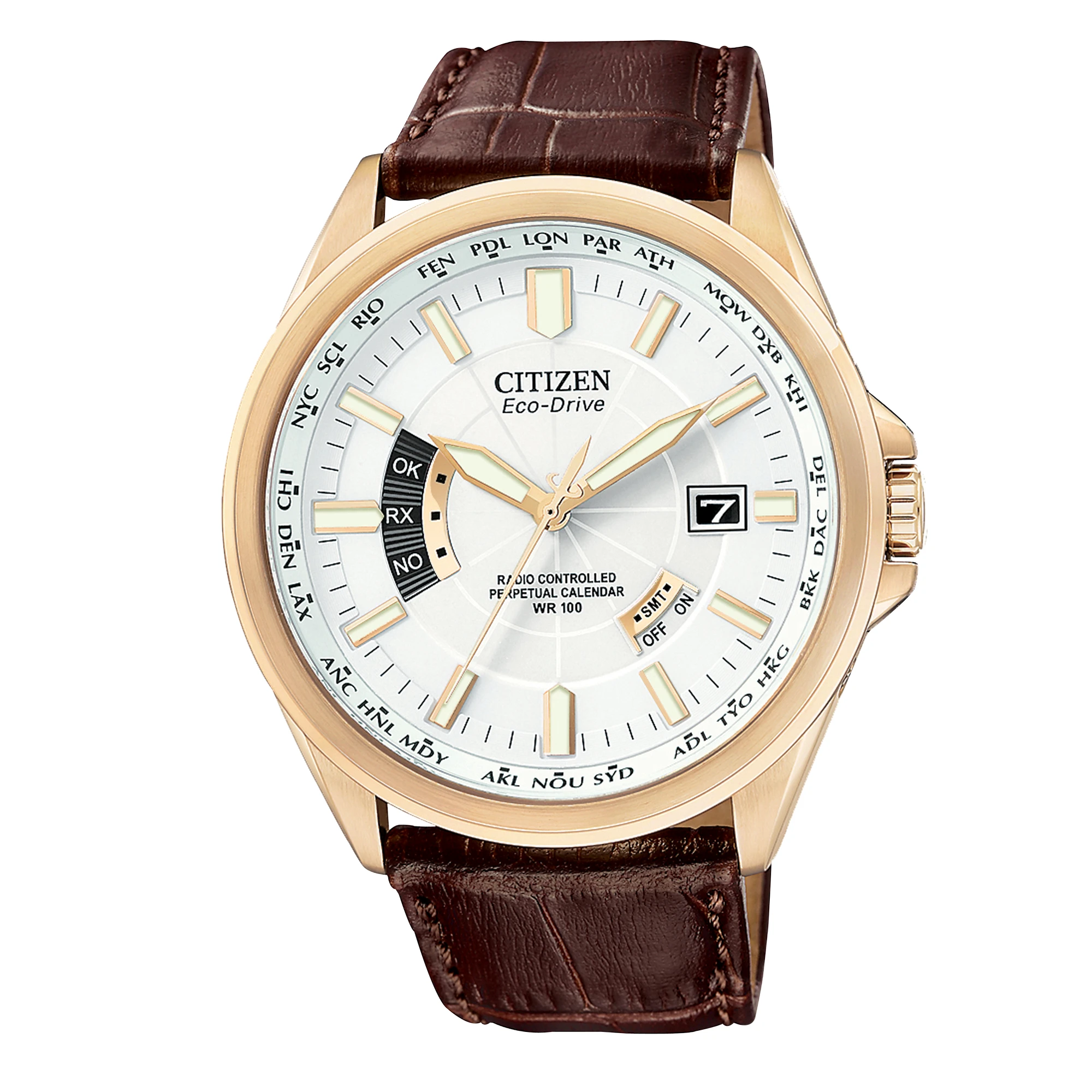 World Perpetual A-T White Dial Leather Strap CB0013-04A | CITIZEN